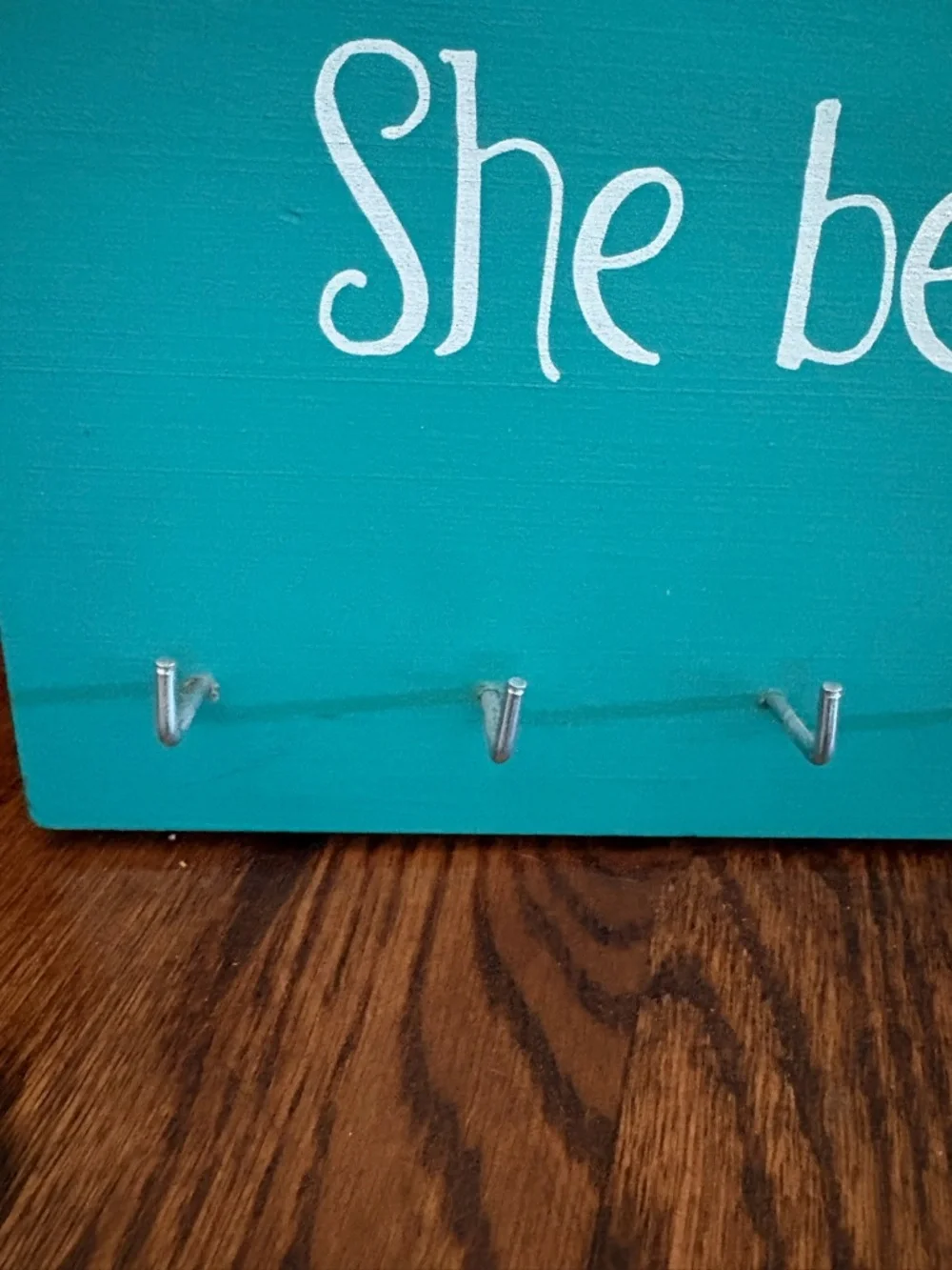 Motivational Teal Key Holder Wall Decor